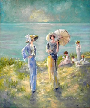 ladies at beach Oil Paintings